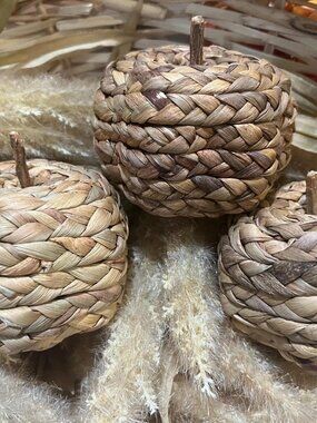 3 Braided Pumpkins Mix Home Autumn Fall Table Decoration